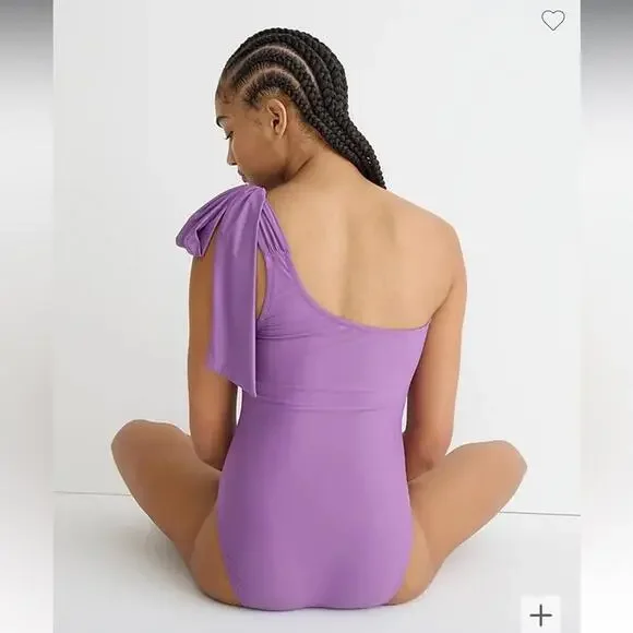 J. Crew Swimsuit Bow Lavender Purple Asymmetrical One Piece Shoulder VIOLA NWT - Picture 12 of 15
